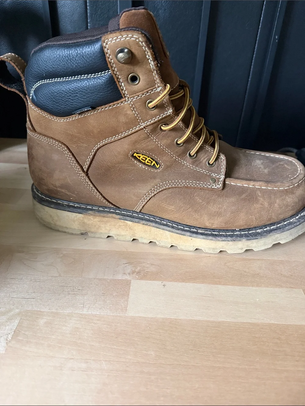 Keen Brown Leather Moc Toe Work Boot, Cincinnati 6” waterproof carbon to boot